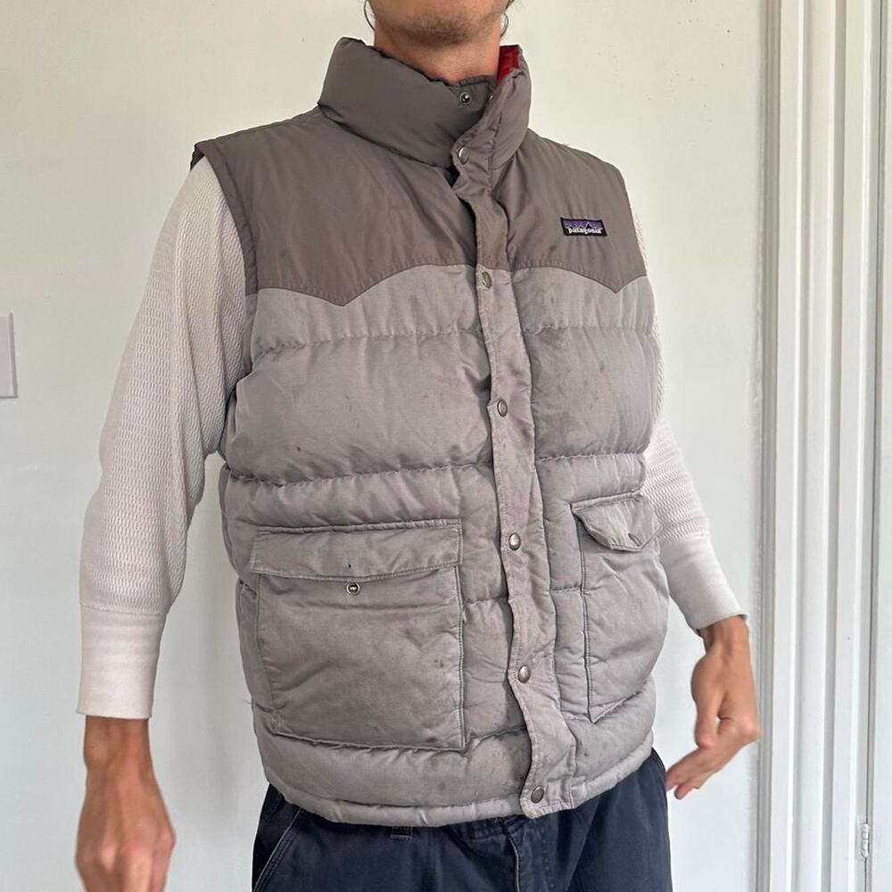 Men’s Grey Patagonia Down Puffer Slingshot Grey Vest - Picture 6 of 8